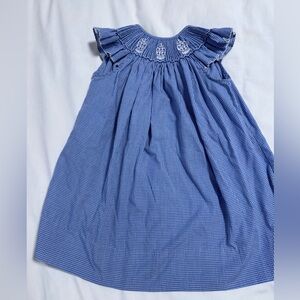 Ruth and Ralph Chinoiserie Smocked on Blue Gingham Dress | 2T